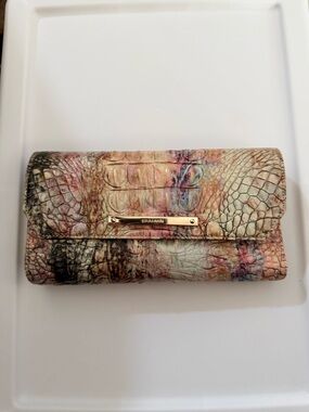 Brahmin Multicolor Croc-Embossed Checkbook Wallet